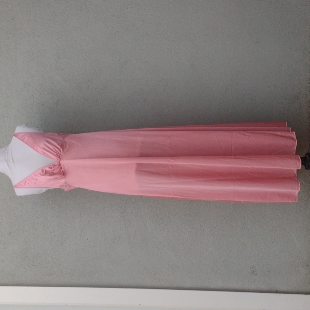 Vintage Texsheen Pink Lace Nylon Maxi Nightgown Women's Medium